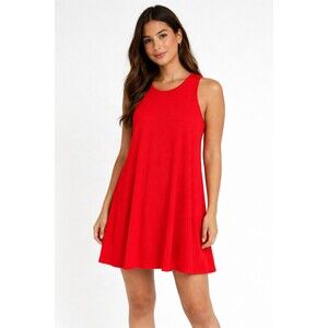 T-Shirt Dress Sleeveless Bathing Suit Coverup Summer Coral Red Women's Size S